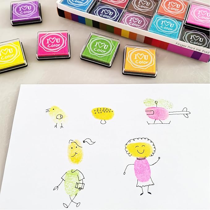 GTLZLZ Ink Pads for Kids, 20 Colors Craft Ink Pad, Washable Finger Ink Pads for - Image 9