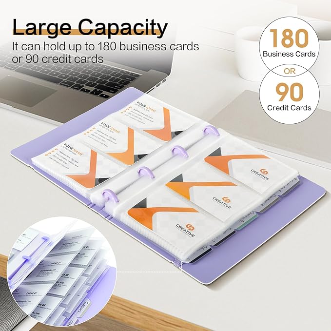 deli Business Card Holder, 180 Cards Book Portable Business Card Organizer - Image 3