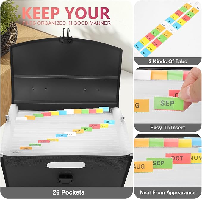 Uquelic 26 Pockets Expanding File Folder Organizer - Image 2
