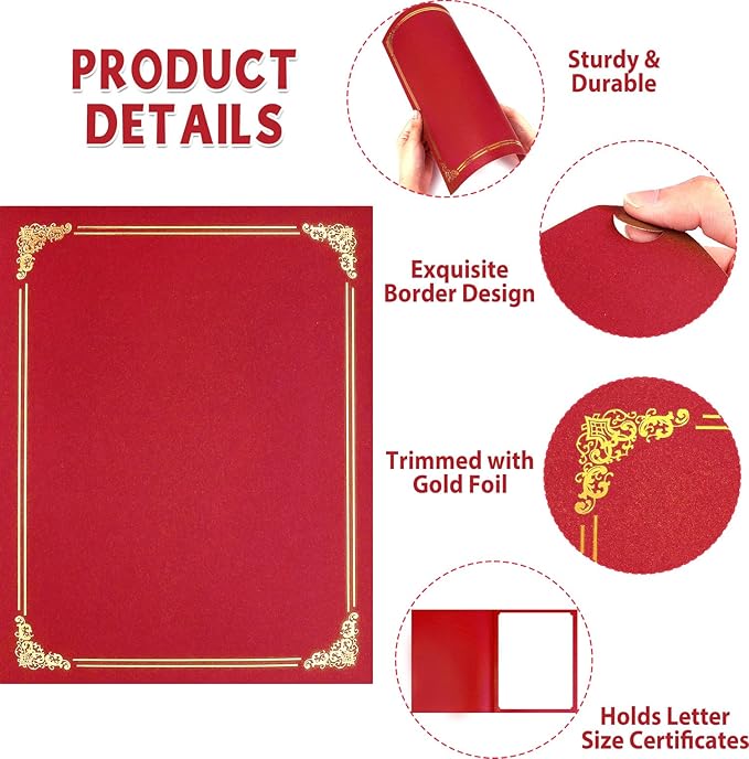 gisgfim 15Pcs Certificate Holders Diploma Covers Single Sided Gold Foil Border - Image 4