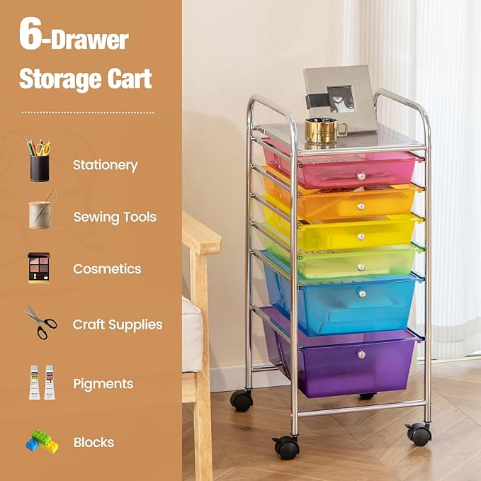 RELAX4LIFE 6-Drawer Rolling Storage Cart - Image 9