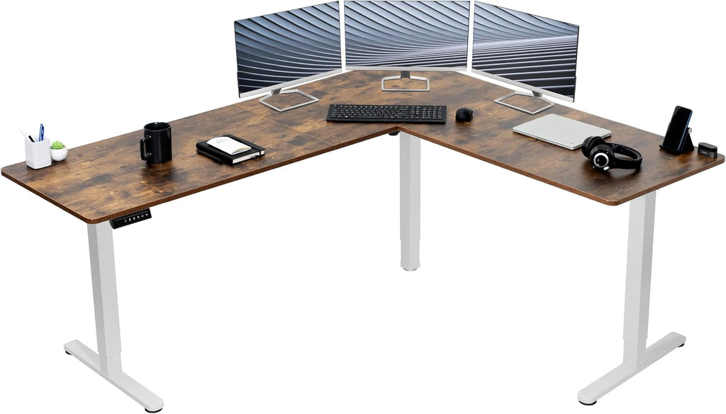 VIVO Electric Corner 75 x 63 inch L-Shaped Standing Desk, Memory Height