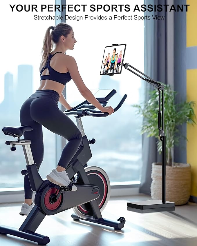 mmcrz Tablet Floor Stand with 11lb Stable Base & Desk Clamp, Adjustable Height - Image 6