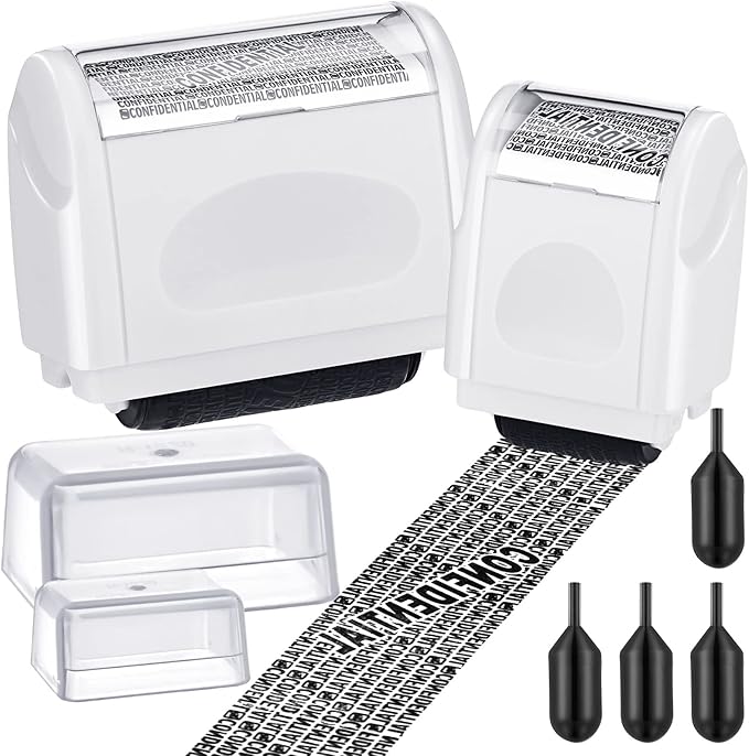 Nezyo 2 Pack Identity Protection Roller Stamp Identity Theft, Confidential by Nezyo