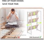 4NM No Assembly Folding Bookshelf Storage Shelves 3 Tiers Vintage Bookcase - Image 6