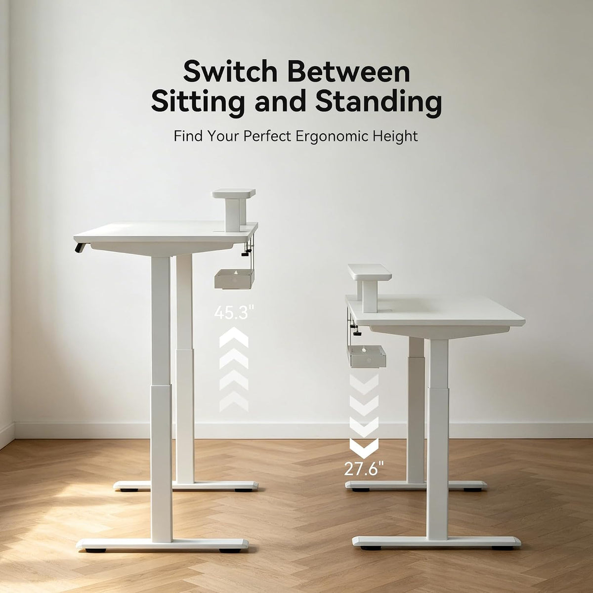 Electric Standing Desk 47.2" x 23.6", White Height Adjustable Sit S...