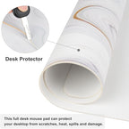 QIYI White Mouse Pad, Cute Marble Large Desk Mat, PU Leather Desk Protector - Image 5