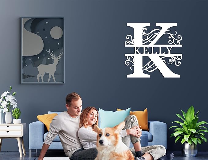 Custom Metal Name Sign | Split Letter Monogram Wall Decor | Personalized Family - Image 3
