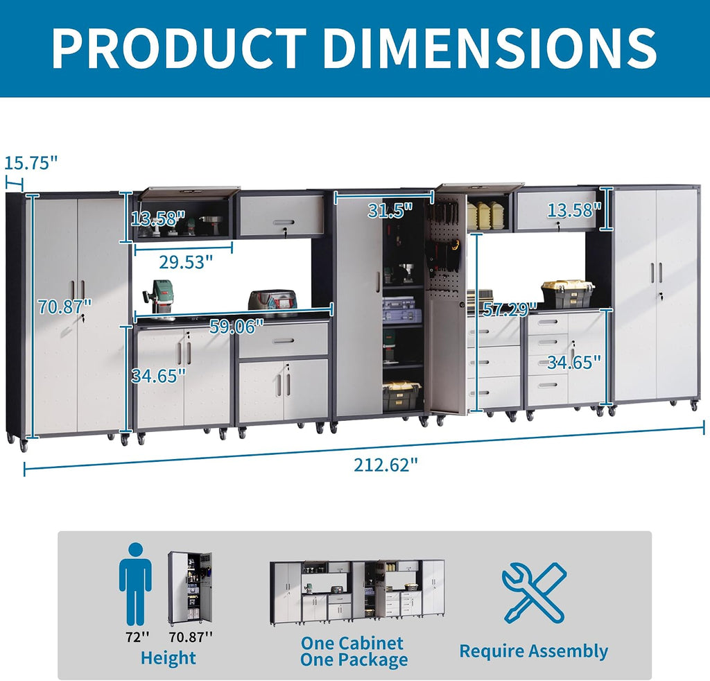 garage storage cabinets system 11pcs workshop set with shown in use