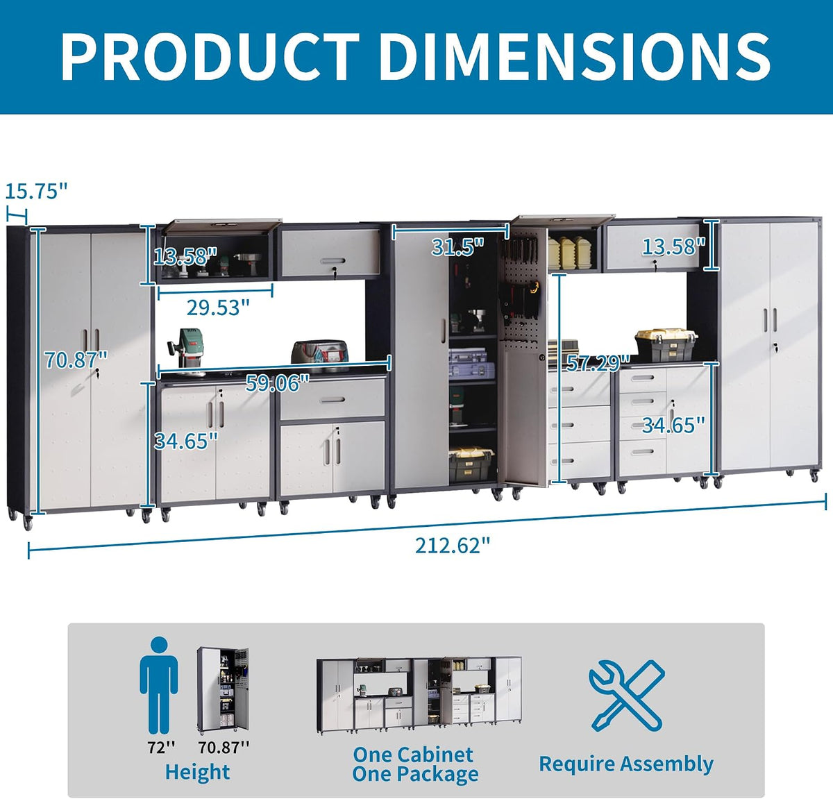 garage storage cabinets system 11pcs workshop set with shown in use