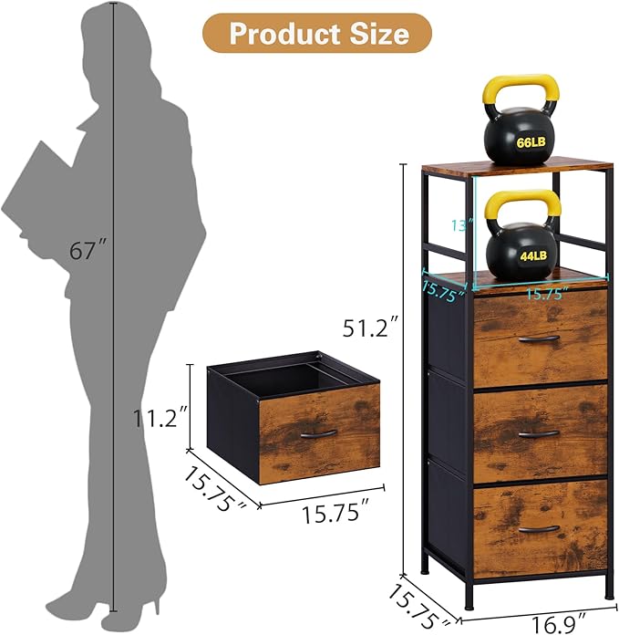 DreamDashio 51" H Tall Mobile File Cabinet, Rolling Printer Stand - Image 3