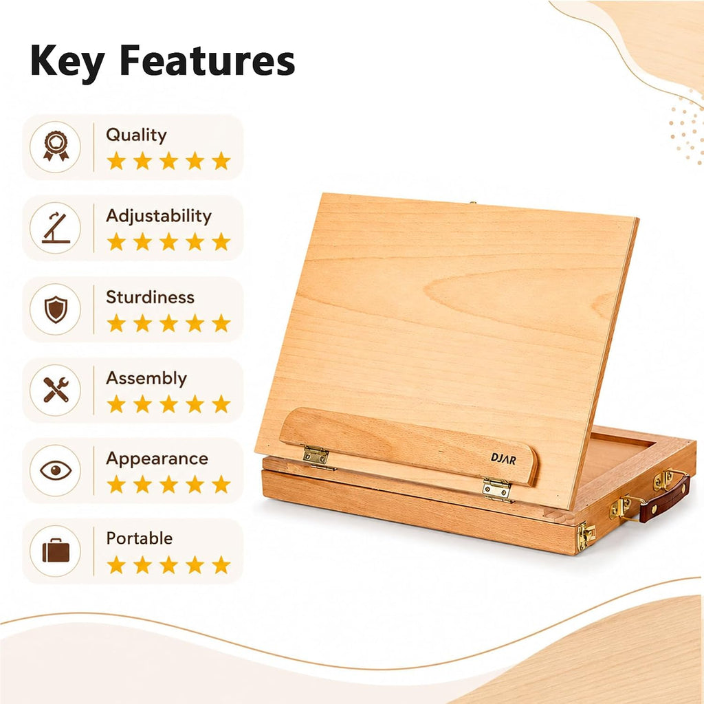djar tabletop sketchbox art easel with storage &, close-up detail