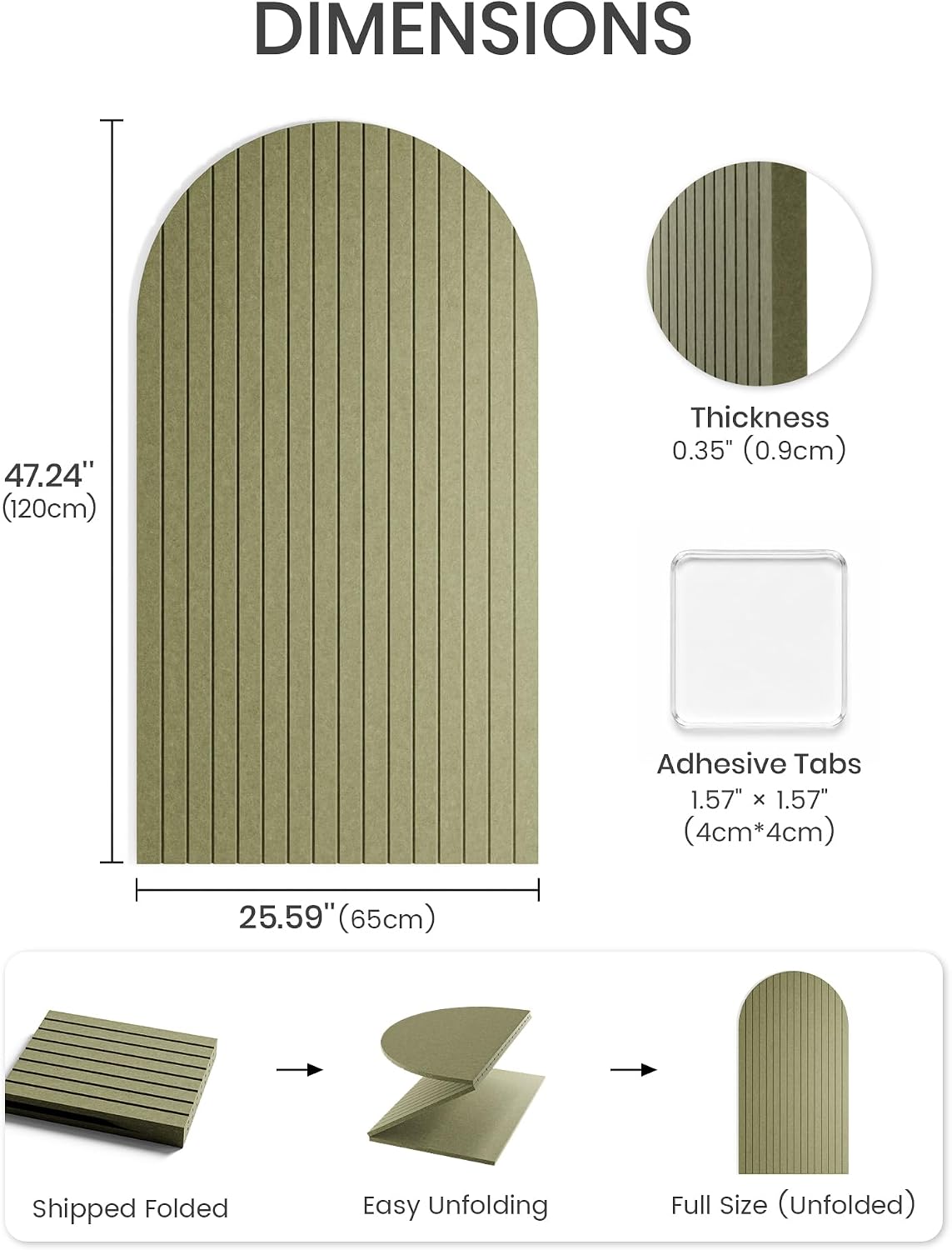 Large Arched Felt Bulletin Board 47.2''×25.5'', Seaweed