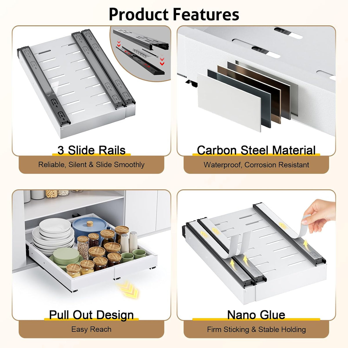 Pull Out Cabinet Organizer, Expandable Width (11.4"-18.9") Depth (1...