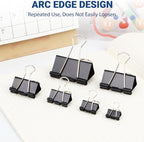 208 PCS Binder Clips Assorted Sizes – 0.6"-2" Black Metal Paper Clamps - Image 6