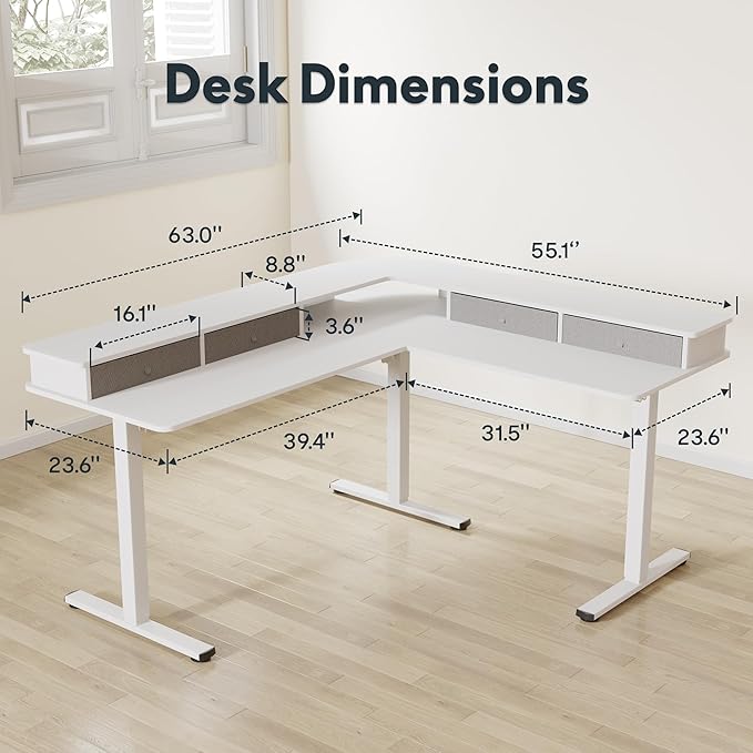 FLEXISPOT 63" L Shaped Standing Desk - Image 3