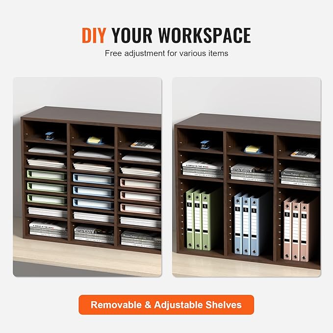 VEVOR 24-Compartment Office Mailbox, Adjustable Shelves, Wood Literature Sorter - Image 4