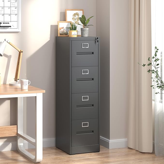 Yukimo 4 Drawer File Cabinet, Vertical File Cabinet - Image 2