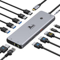 Laptop Docking Station 13 in 1, Dual Monitor Triple 4K Display, 8 USB C/A Ports