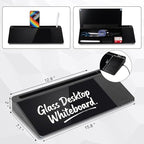 Glass Desktop Whiteboard with Wireless Charger & Storage, Desk Dry Erase Note - Image 3