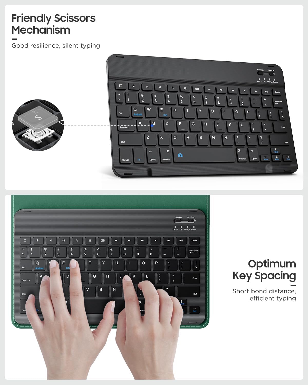 MoKo Universal QWERTY Keyboard Case Fit 9-11 Inch Tablets,Verde Scuro