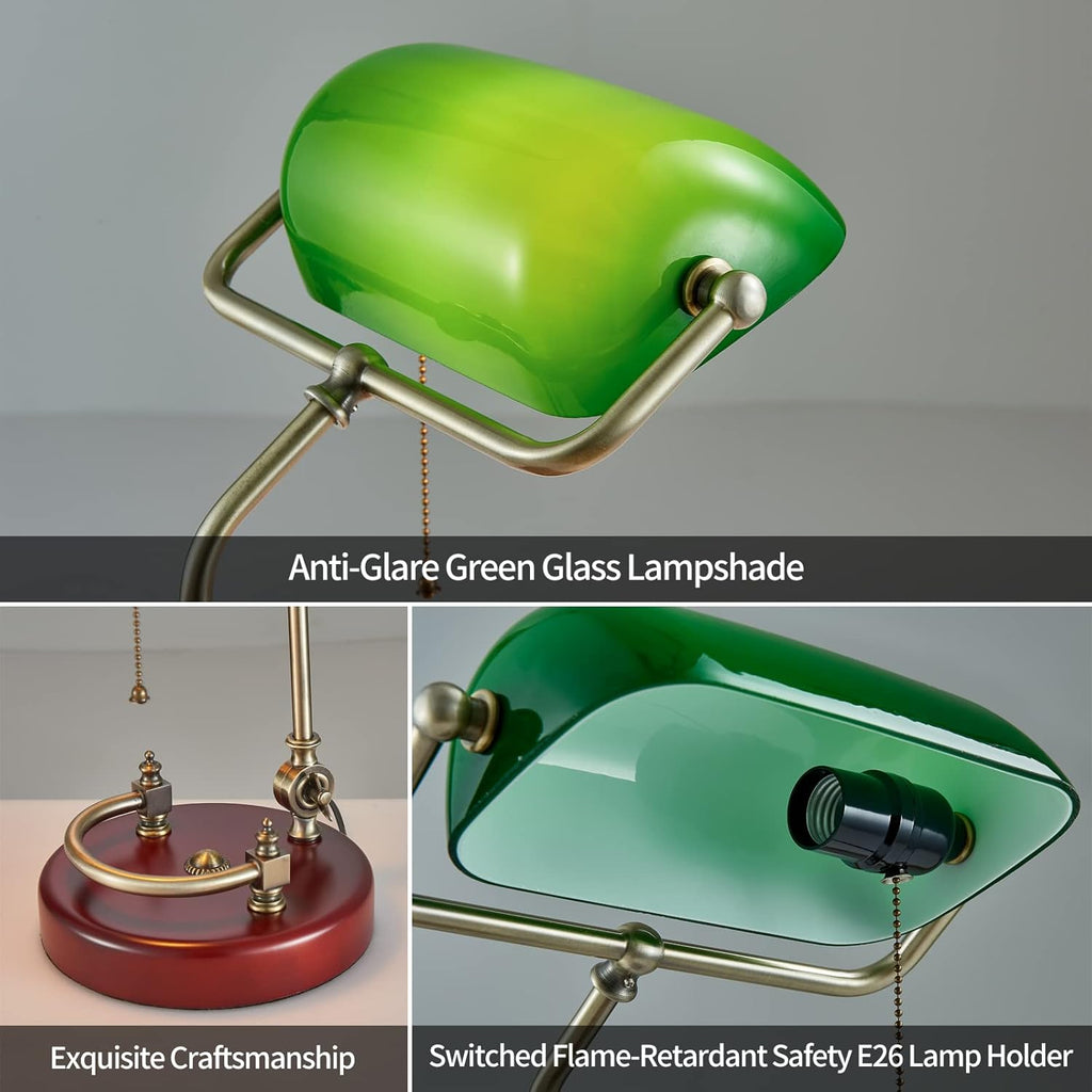 bankers lamp traditional green glass desk lamp solid showing dimensions