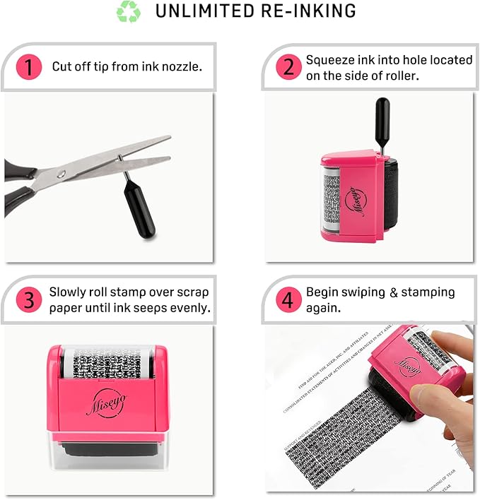 Miseyo Wide Identity Theft Protection Roller Stamp Set - Image 3