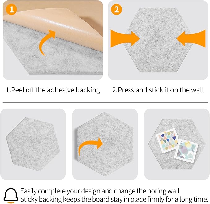 12'' Medium Hexagon Cork-Bulletin Board Tiles Adhesive 10PCS 12x10 inch - Image 7