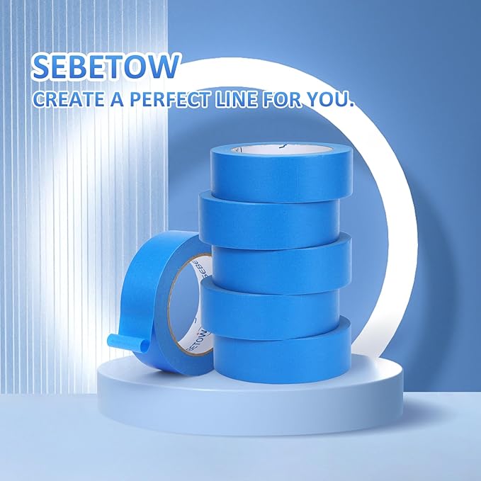 SEBETOW 10 Rolls Painters Tape 1.41 inch Bulk Painter Tape Blue Wide Roll - Image 3
