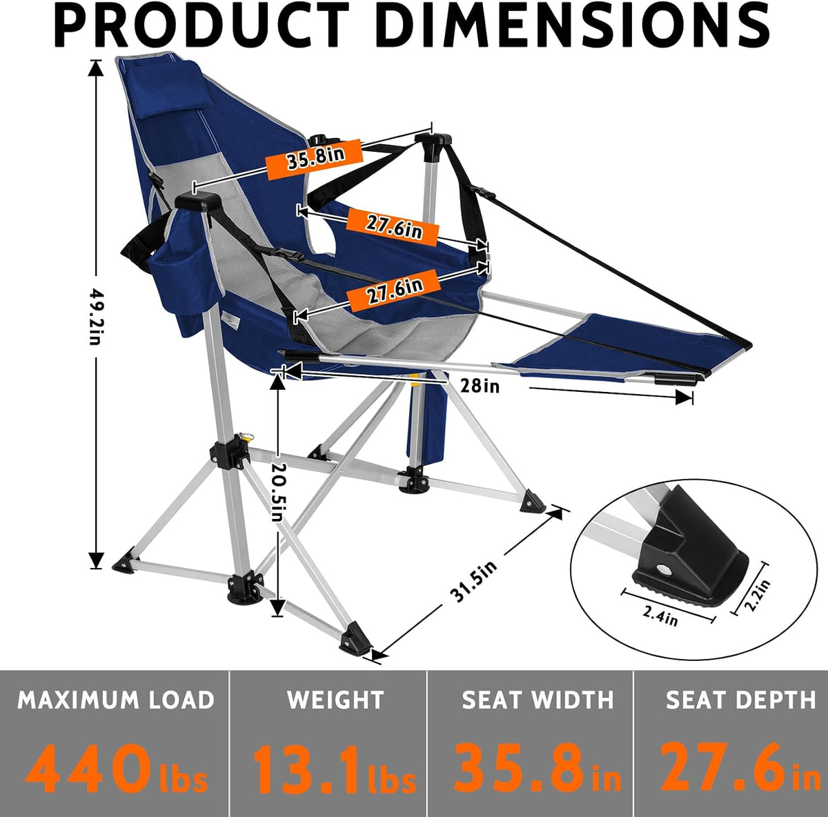 Romswi 2-Pack Aluminum Hammock Chair with Footrest, Oversized Portable Foldin...