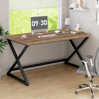 47 Inch Computer Desk, Home Office Desk for Writing Study Rustic Oak | Industrial Wood Metal Executive Work Study Desk, Modern Simple PC Gaming Computer Table for Study Workstation