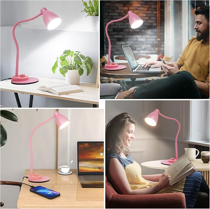 BOHON Cute Desk Lamp with USB Charging Port, Flexible Neck Auto Dimming Table - Image 8