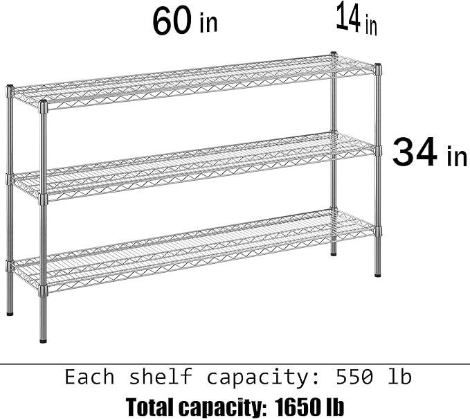 Regal Altair 14" Deep x 60" Wide x 34" Height Wire Shelving Kit | 3-Tier | NSF - Image 3