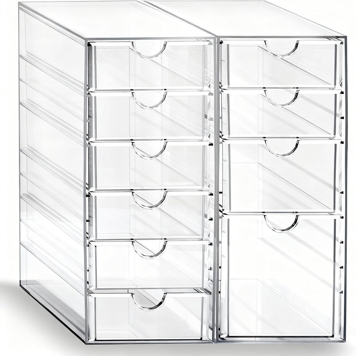 Prsildan Hair Accessories Organizer Acrylic Drawer with 10 Drawers
