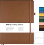 College Ruled Notebook, A4 Hardcover Leather Notebook by MALEDEN