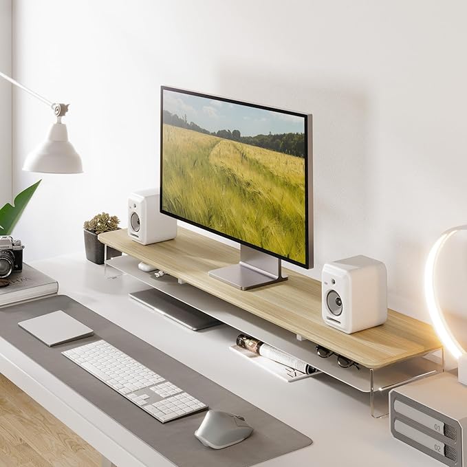 Fenge Acrylic Monitor Stand Riser, 42.5 Inches Dual Monitor Stand - Image 2