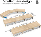 fitueyes dual monitor stand riser, adjustable length and, close-up detail