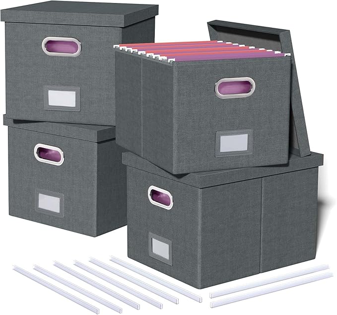 4 Pack File Storage Organizer, Document Organizer, Portable File Box by Oterri