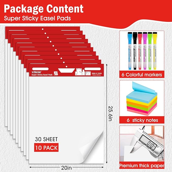 VISCOO Thickened Sticky Easel Pad, 20 x 23 Inches Large Chart Paper - Image 3