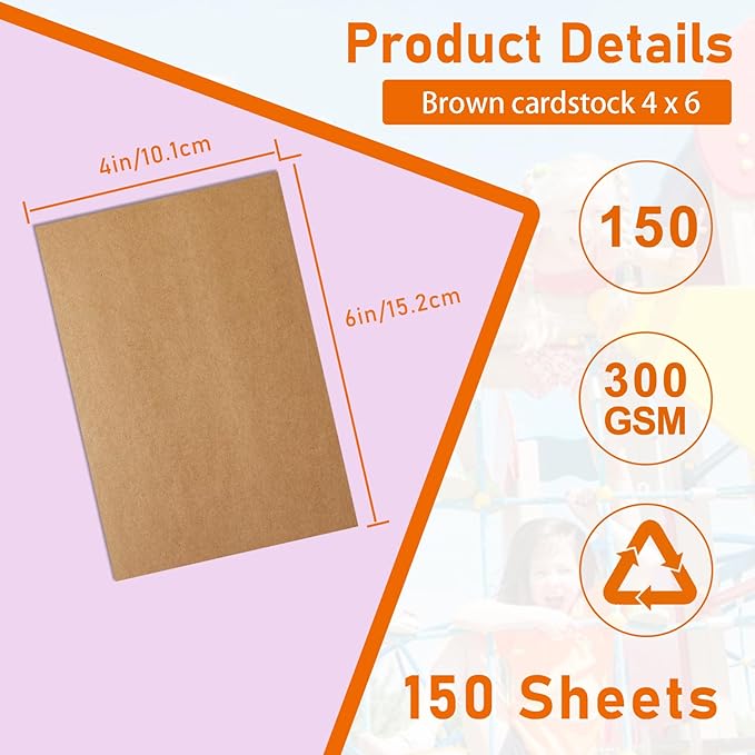 Guakicae 150 Sheets Brown Cardstock 4 x 6 Kraft Paper, 300gsm/110lb Heavyweight - Image 2