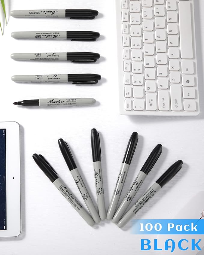 Thenshop 100 Pack Black Permanent Markers Bulk - Image 5