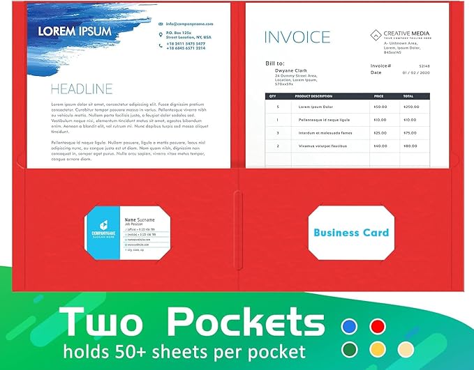 Two Pocket Folder, HERKKA 125 Pack 2 Pocket Folders - Image 2