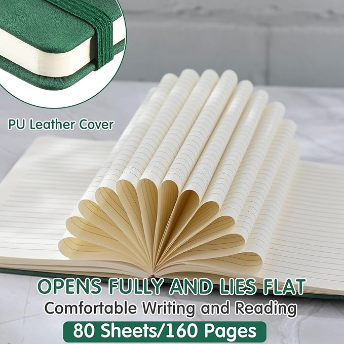 Qeeenar 24 Pack Leather Notebook Journals Bulk 5.7" x 8.3" Harder Cover A5 - Image 3