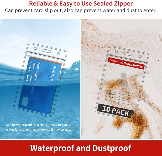 Turxayox 50 Pcs Clear ID Badge Holder, Vertical Plastic Name Tag Protector - Image 4