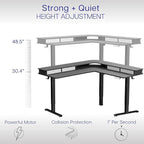 VIVO Electric Mobile Corner 75 x 63 inch 2 Tier Stand Up L-Shaped Desk - Image 3