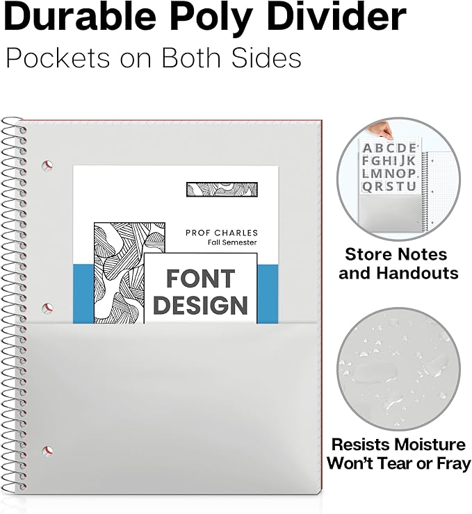 Dunwell Graph Paper Notebook 8.5 x 11 Plastic Cover, 100 Sheets, 4x4 Squares - Image 5
