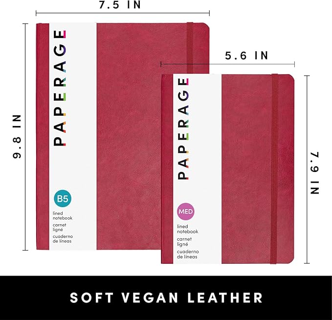 PAPERAGE Softcover Lined Journal Notebook, 176 Pages, Large B5 College Ruled - Image 2