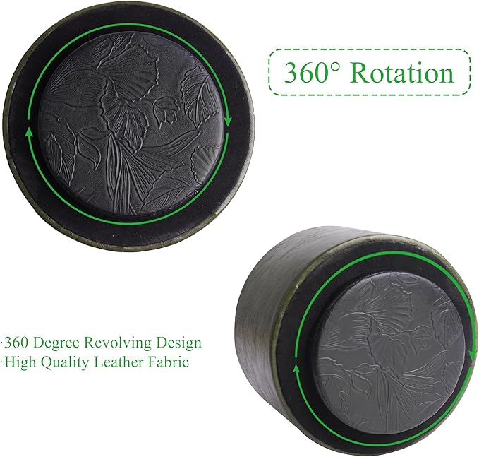 Hennaja Round Leather Art Supply Organizer, Remote Control Holder, 360 Degree - Image 4