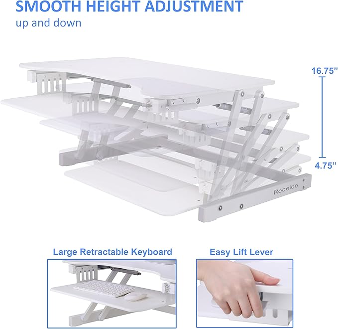 Rocelco 32" Height Adjustable Standing Desk Converter - Image 4