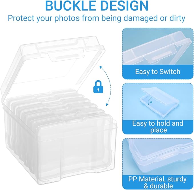 COSICS Photo Storage Box 5" x 7", Extra Large Transparent Plastic Photo - Image 3